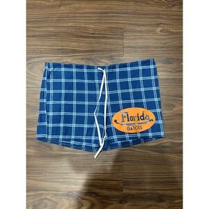 Florida Gators Womens Blue Plaid Pajama Lounge‎ Shorts Size S Cotton Drawstring